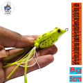 1pcs Soft Frog Fishing Lures Double Hooks 5cm 8g Top Water Ray Frog Artificial Minnow Crank Soft Bait Fishing Tackle Color Yellow. 