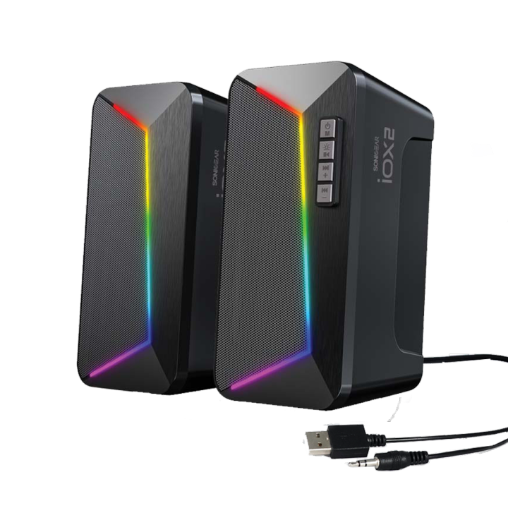 SonicGear IOX 2 - 2.0 Stereo Bluetooth Speaker - with 10W RMS - Enhanced Bass - and RGB Effects