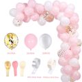 Pink Theme Balloon Backdrop set with White & Golden Balloons. 