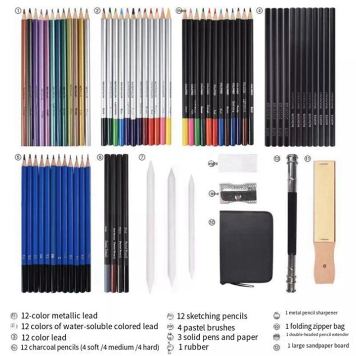Professional%20Color%20Pencil%20Set%20for%20Drawing%20and%20Sketch%20with%2072Pcs%20Graphite%20Color%20Pencil%20Charcoal%20Rod%20Tool%20Zipper%20Canvas%2029.5%20X%2021%20X%204cm%20-%20Image%207