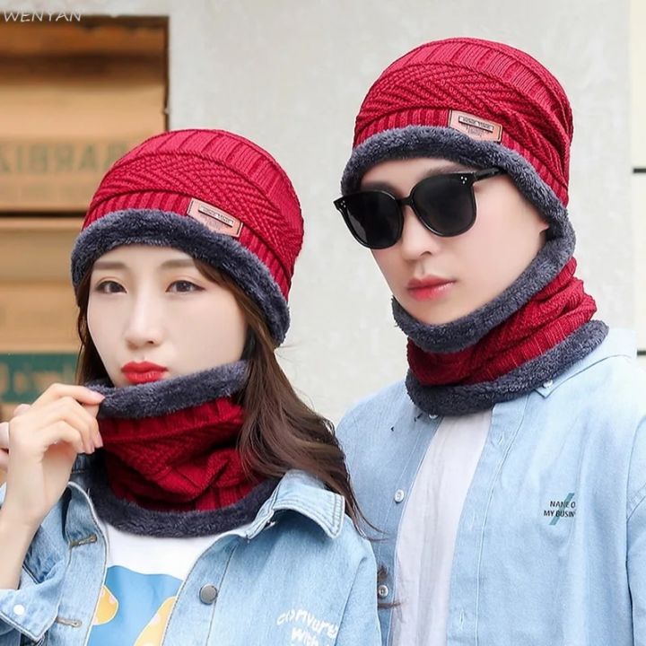 WENYAN%20%E3%80%90TANGO%E3%80%913pcs/set%20Fashion%20Knitted%20Hat%20Men%20Women's%20Winter%202022%20Hats%20With%20Scarves%20And%20Touch%20Screen%20Gloves%20Thick%20Warm%20Beanie%20Hat%20Men%20Caps%20-%20Image%205