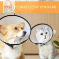 Elizabethan Dog Cat Pet Wound Healing Cone E- Collar White with Black. 