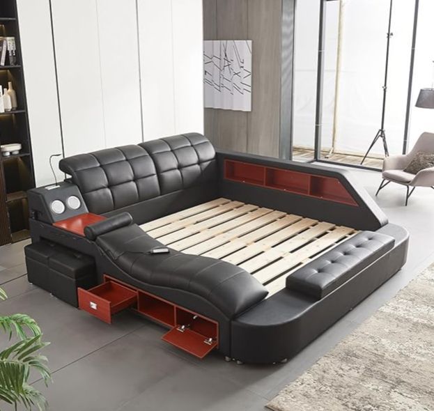 Smart Modern Luxury Smart Bed with Massage Recliner,Music Speaker,USB ...