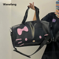 Wenefang sanrio Hello Kitty Cartoon Large Bag shoulder Leather PU Portable 2025 New Gym Bag Crossbody Large Capacity Travel Bag Personality. 