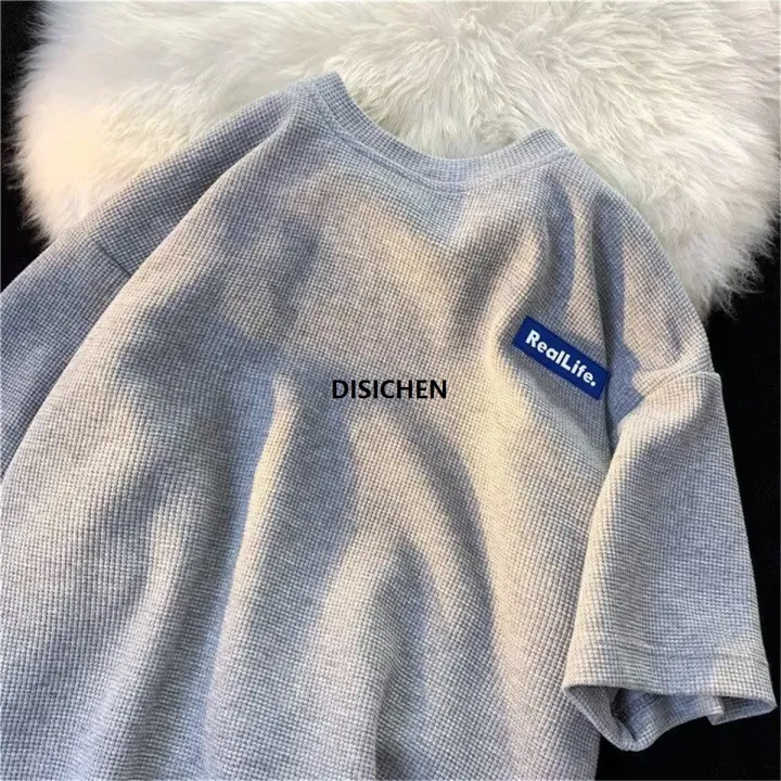 DISICHEN%20Fashion%20Waffle%20T-shirts%20For%20Men%20Basic%20Tee%20Casual%20T%20shirt%20Oversized%20Tops%202023%20Quality%20Unisex%20Short%20Tshirts%20Tees%20Men%20Clothing%20Luxury%20-%20Image%205