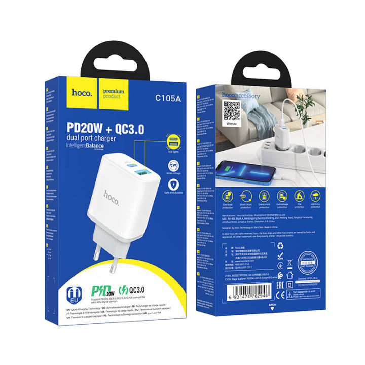 Hoco%20C105A%20PD%2020W%20Dual%20Port%20QC%203.0%20Charger%20for%20iPhone%20and%20Android%20-%20Image%205