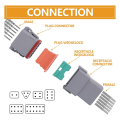 1 Set DT Series Connector Kit 2 3 4 6 8 12 Pin Connector Automotive Electrical Connector with Size 16 Stamped Contacts. 