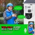 2mp+2mp Dual Screen Solar Camera Outdoor Wireless /WiFi PTZ Dual Lens Security Protection Auto Tracking CCTV Cameras. 