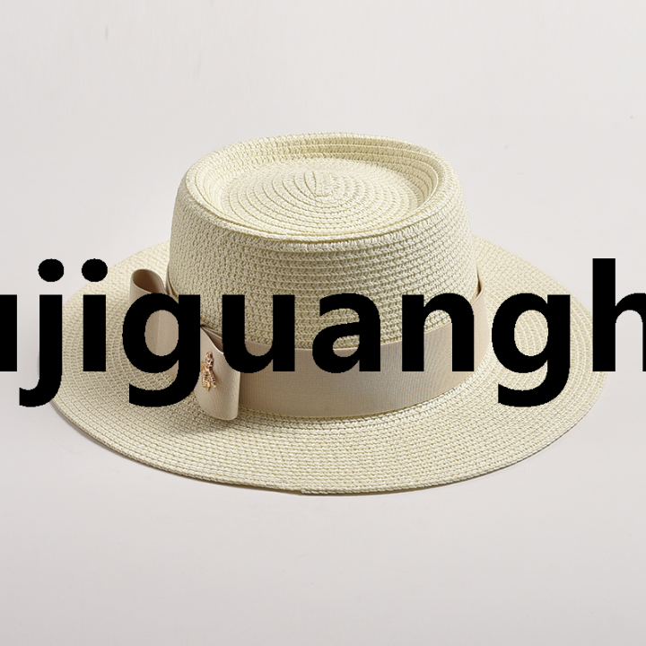 Xujiguanghui%20NEW%20Spring%20Summer%20Straw%20Hats%20for%20Women%20Round%20Bumpy%20Surface%20Flat%20Top%20Bowknot%20Dress%20Cap%20Travel%20Beach%20Sun%20Hat%20Gorra%20-%20Image%207
