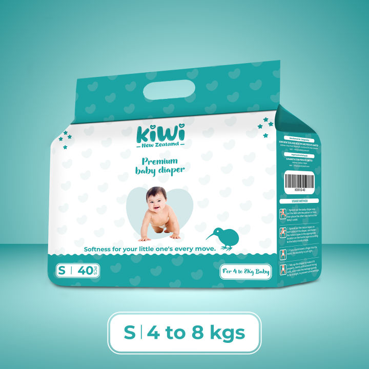 Kiwi%20New%20Zealand%20Premium%20Baby%20Diaper%20Taped%20Small%20(Pack%20Of%2040)%20-%20Image%202