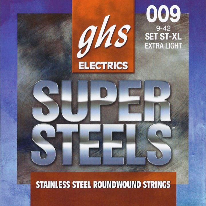 GHS Strings ST-XL Super Steels Roundwound Stainless Steel Extra Light Electric Guitar Strings - 09-42