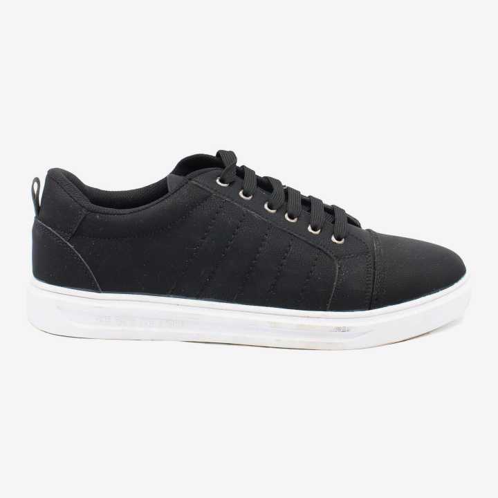 2033 Black Horse Black Color Plain Design Half Sneakers For Men