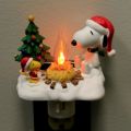 Trendy Flickering Snoopy Campfire Nightlight LED Cute Santa Claus Halloween Night Lights Twinkling Room Decor. 
