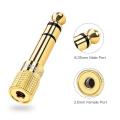 3.5mm to 6.35mm Gold-Plated Headphone Adapter for Stereo Audio, Durable Brass Copper. 