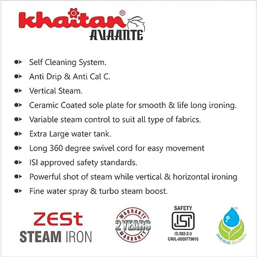 Khaitan%20Avaante%20Steam%20Iron%20Zest%202000Watt%20-%20Image%206