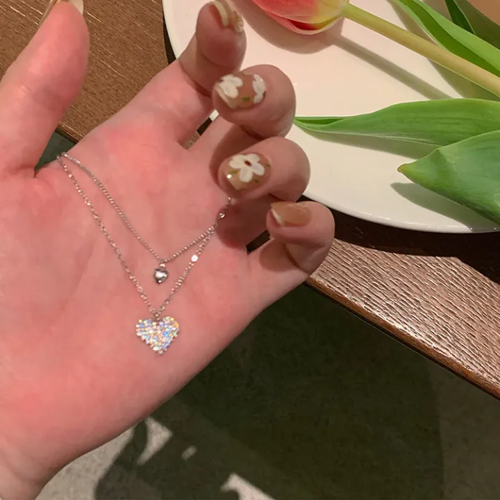 Free%20And%20Adjustable%20Size%20Korean%20Double%20Heart%20Necklace%20Stainless%20Steel%20Love%20Pendant%20Party%20Metal%20Choker%20Jewelry%20-%20Image%203