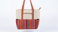 Nepali Handcrafted Cotton Shoulder Bag for Women - Multi-Pocket Ladies Casual Travel & Office Tote Bag with Laptop Pocket. 