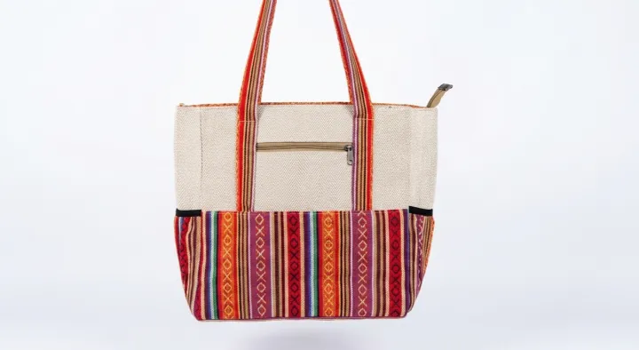 Nepali%20Handcrafted%20Cotton%20Shoulder%20Bag%20for%20Women%20-%20Multi-Pocket%20Ladies%20Casual%20Travel%20&%20Office%20Tote%20Bag%20with%20Laptop%20Pocket%20-%20Image%204