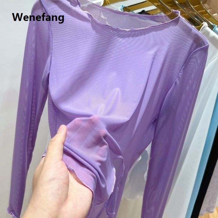 Wenefang%20Ice%20Silk%20Mesh%20Bottom%20Blouse%20for%20Women%20Summer%20Wear%20Sunscreen%20High%20Quality%20Long-sleeved%20T-shirt%20Foreign%20Aura%20Edge%20Tulle%20Perspective%20-%20Image%207