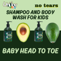 Natural Baby Shampoo & Gently Body Wash for Kids - (2-in-1) Head to Toe Cleanser with Avocado & Provitamin B5. 