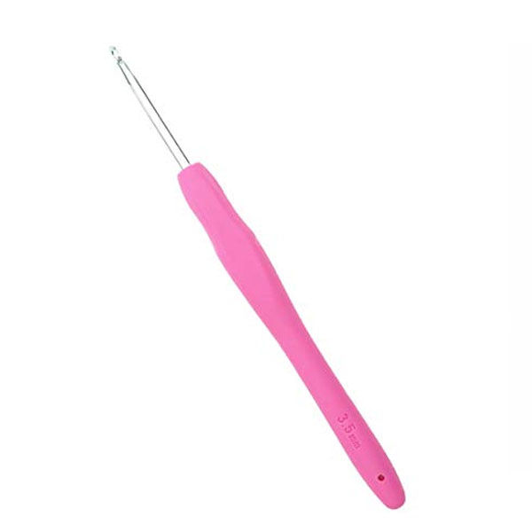 3.5 MM Steel Crochet Hook With Rubber Handle For Crafts (Color May Vary)