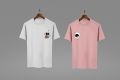 Cartoon Printed Couple T-Shirt Set – Pink & White Matching Couple T-Shirts| Couple Sets. 