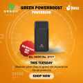 (New Launch) Green Power Boost | 20000mAh Fast Powerbank | 22.5W | PD Fast Charging | Six Months Warranty | QC 3.0 | Two Way Fast Charging | Triple Ports Output | Double Ports Input | Portable Powerbank | Black& White Colors. 