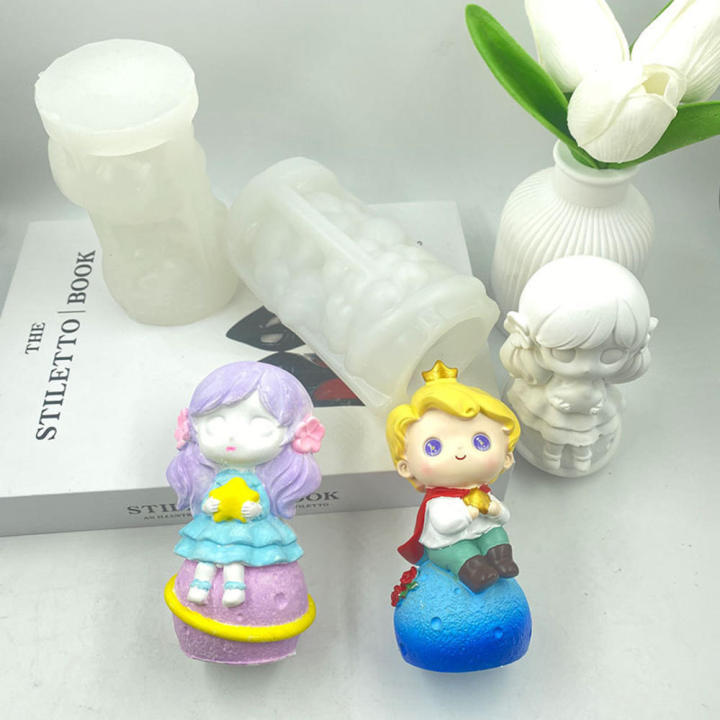 White Planet Prince Series Fragrant Food Grade Silicone 11*6.5cm Silicone Mold Princess Girl for Home Decor Diy Crafts Candle Making Princess-Themed Parties Gifts For Girls
