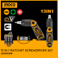 Ingco Brand New 13 in 1 Rachet Screwdriver Set AKISD1208. 