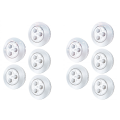 JINMY 10 Pack LED Battery-Powered Wireless Night Tap Lamp Stick-on Push Safe Lights for Hallway Closets Cabinets, Silver. 