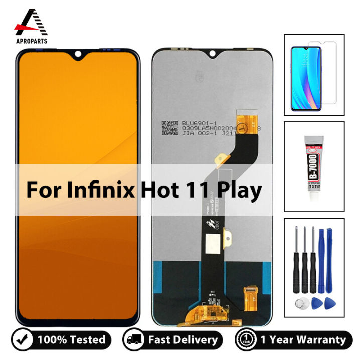 6.82" For Infinix Hot 11 Play LCD Display Touch Screen Digitizer Assembly Repair Replacement Parts With Free Tools 100% Tested