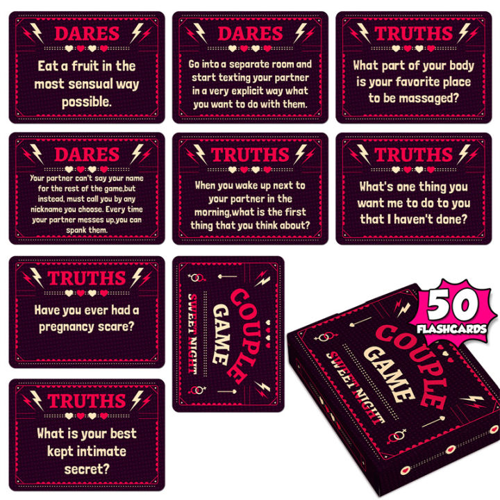 A Set Couple Game 50Cards Outdoor Sport Night Desktop Games Interactive Toys Prop Card Ask Or Answer Truth Or Dare English Play