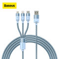 Baseus 3in1 USB Cable Fast Charging for iPhone 14 13 12 Pro Max 3.5A Micro USB Type C Cable for Samsung Xiaomi Redmi Phone Cord. 