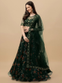 Embroidered Semi Stitched Net Lehenga Choli with Dupatta for Women, Wedding and Festive Wear. 