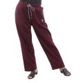 Women's Maroon Inner Fleece Trousers Winter Warm Thickened Wide Leg Pants Casual Loose Fit Elastic Waist. 