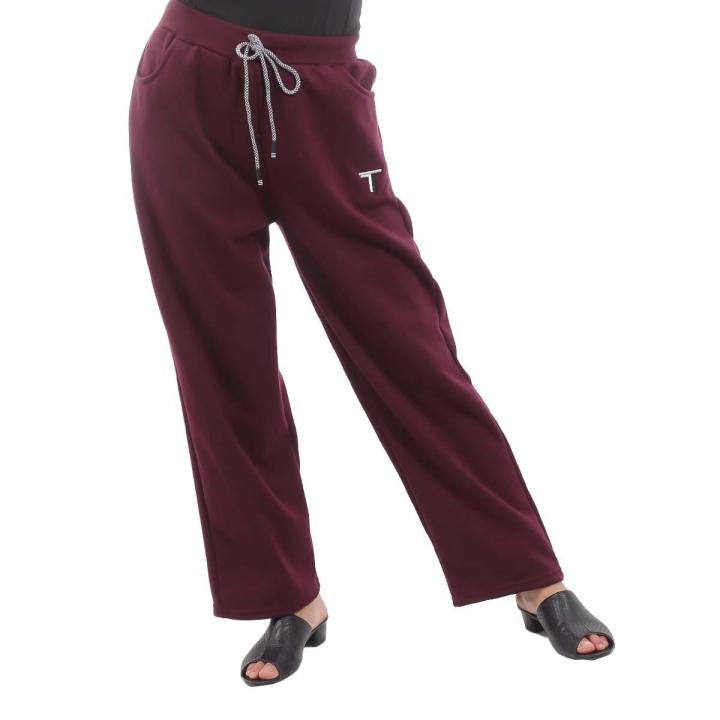 Women's%20Maroon%20Inner%20Fleece%20Trousers%20Winter%20Warm%20Thickened%20Wide%20Leg%20Pants%20Casual%20Loose%20Fit%20Elastic%20Waist%20-%20Image%203