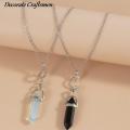 Yuanyan 1 Pair Natural Quartz Crystal Hexagonal Column Heart Pendant Necklaces Moon Couple Necklace Valentine's Day Gift. 