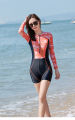 Push Up Padded Printing Leaf Pattern Zipper Swimwear Women One Piece Wetsuit Women Diving Suit. 