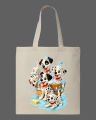Cute Dalmatian Puppies Bathing Graphic Printed Canvas Tote Bag– Eco-Friendly Cotton Shoulder Shopping Bag-White, Black. 