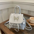 Fashion PU Women's Backpack High-capacity Butterfly Mini Backpack Solid Color School Backpack Women. 