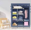 Portable Clothes Storage Organizer Rack Shelves, Cloth Daraz, Non-Fabric Cover Standing Closet. 