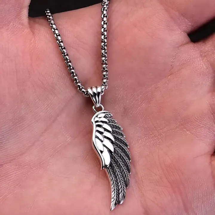 %E3%80%90Hottest%20Trends%E3%80%91Vintage%20Angel%20Wings%20Necklace%20Men's%20Trendy%20High-end%20Personalized%20Clavicle%20Chain%20Punk%20Style%20Imitation%20Thai%20Silver%20Feather%20Pendant%20-%20Image%203