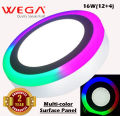 Wega 12 + 4 watt LED RGB Round Panel Light Ceiling POP Down Indoor For Home Decor Lighting (Multi Color). 
