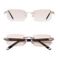 Men Anti Fatigue & Blue-ray Rimless Rhinestone Trimmed Presbyopic Glasses, +3.00D. 