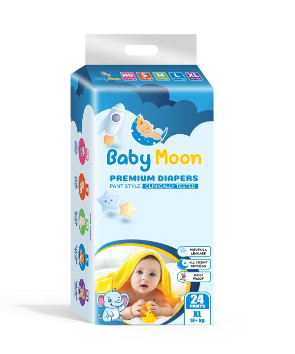 Babymoon Premium Baby Diapers Extra Large Size 24 Pcs/Pkt (Mini)
