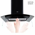 Whirlpool 90 cm 1100 m³/HR Auto-Clean Curved Glass Kitchen Chimney (901 HAC HOOD, Baffle Filter, Touch Control, Black). 