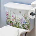 Various Green Plants Flowers Butterfly Wall Sticker Bathroom Toilet Decor Decals Living Room Cabinet Home Decoration Self Adhesive Mural Cologo. 
