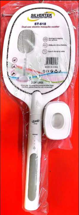 Silvertek%20Brand%20Mosquito%20Racket/Bat%20Rechargeable%20with%20UV%20Light%20%7C%20Electric%20Fly%20Swatter%20With%20Stand%20-%20Image%202