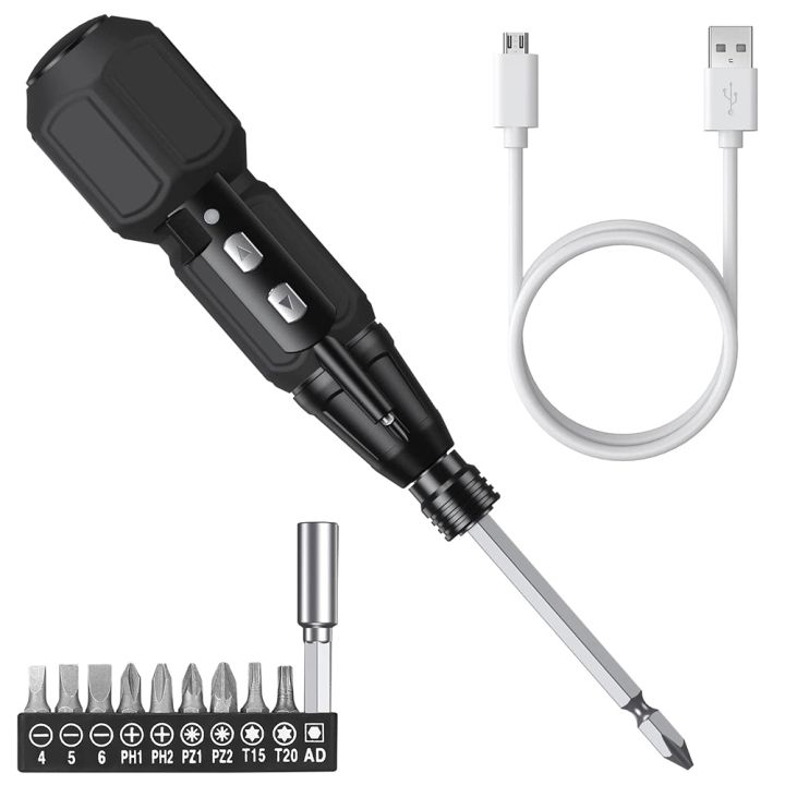 Electric Screwdriver Sets Automatic Home Repair Tool Kit Motorized Screwdriver with Lights and USB Cable Black Daraz .np