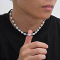 Pearl Bead Necklace for Men Boys,Natural Hematite Beaded Collars,Hip Hop Simple Jewelry Gifts. 